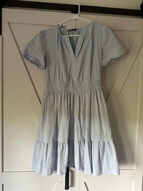 Light Blue Women's Short Sleeve Tiered Dress